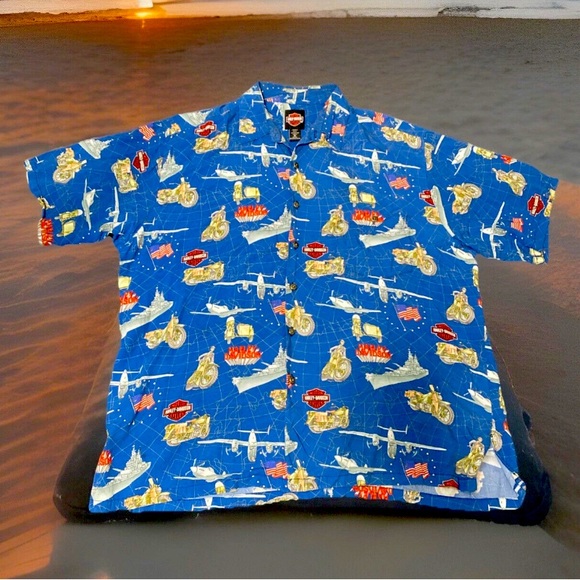 Harley Davidson by Tori Richard USS Missouri Pearl Harbor Shirt Size XL - Picture 1 of 6